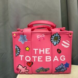 Pink Tote Bag with Graphic Accents